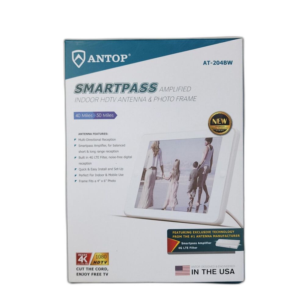 Indoor HDTV Antenna Antop Smartpass Amplified Digital Photo Frame 4G LTE Filter